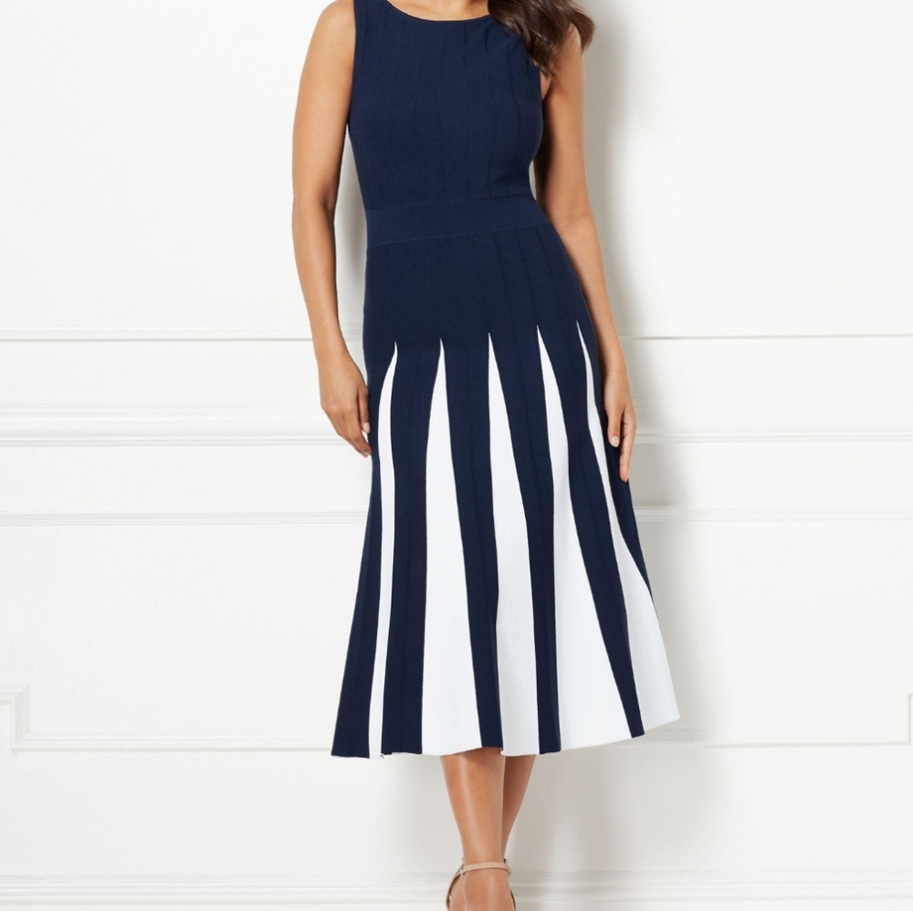 NWT Eva Mendes Blue and White Sweater Dress